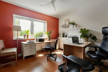 Virtual Home Staging: Einrichtungsvorschlag Arbeitszimmer Eigentumswohnung Reinickendorf