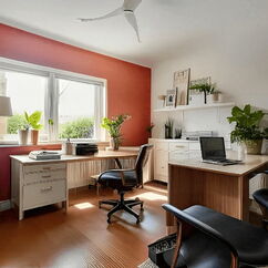 Virtual Home Staging: Einrichtungsvorschlag Arbeitszimmer Eigentumswohnung Reinickendorf