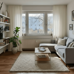 Wohnzimmer - 3-Zimmer-Wohnung Berlin Treptow-Köpenick (Virtual Home Staging)