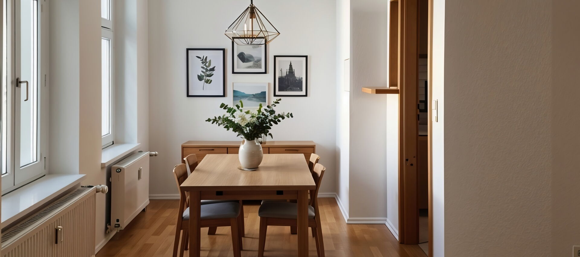Virtual Staging: Einrichtungsvorschlag für den Essbereich der Wohnung