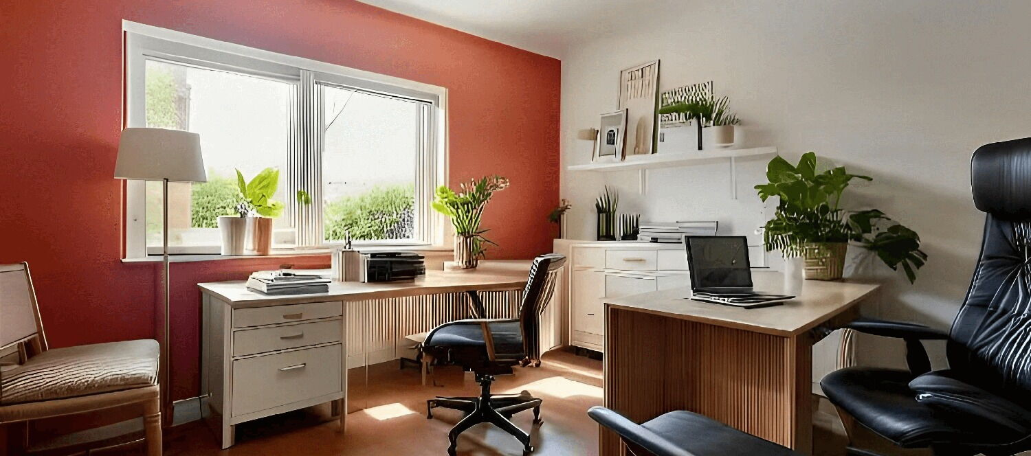 Virtual Home Staging: Einrichtungsvorschlag Arbeitszimmer Eigentumswohnung Reinickendorf