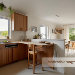 Virtual Home Staging: Modernisierungsvorschlag: Küche und Essbereich Einfamilienhaus Pankow