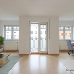 Virtual Home Staging: Einrichtungsvorschlag 1-Zmmer-Apartment mit Balkon (Eigentumswohnung) in Berlin Friedrichshain